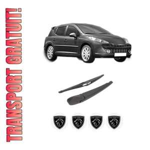 Set brat stergator spate cu lamela pentru PEUGEOT 207 SW (WK_) din 2007-2013, pentru spate, din cauciuc siliconat rezistent, 4 stickere auto PEUGEOT