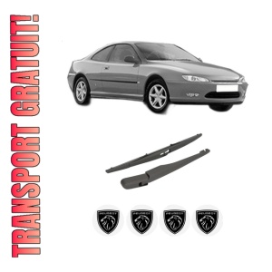 Set brat stergator spate cu lamela pentru PEUGEOT 406 Coupe (8C) din 1997-2004, pentru spate, din cauciuc siliconat rezistent, 4 stickere auto PEUGEOT