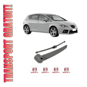 Set brat stergator spate cu lamela pentru SEAT LEON (1P1) din 2005-2013, pentru spate, din cauciuc siliconat rezistent, 4 stickere auto SEAT