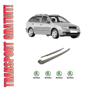 Set brat stergator spate cu lamela pentru SKODA FABIA I Combi (6Y5) din 2000-2007, pentru spate, din cauciuc siliconat rezistent, 4 stickere auto SKODA