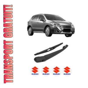 Set brat stergator spate cu lamela pentru SUZUKI SX4 S-CROSS (JY) din 2013-2022, pentru spate, din cauciuc siliconat rezistent, 4 stickere auto SUZUKI