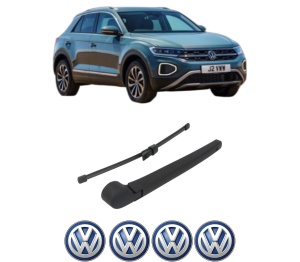 Set brat stergator spate cu lamela pentru Volkswagen T-ROC (A11, D11) din 2017, pentru spate, din cauciuc siliconat rezistent, 4 stickere auto Volkswagen v108