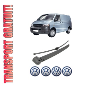 Set brat stergator spate cu lamela pentru Volkswagen TRANSPORTER T5 Van (7HA, 7HH, 7EA, 7EH) din 2003-2015, pentru spate, din cauciuc siliconat rezistent, 4 stickere auto Volkswagen