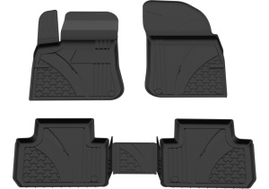 Set covorase Audi Q7 din 2015-2025, covorase presuri tavita auto, cu tunel median intermediar din cauciuc thermoplastic, 4 Stickere auto cu Audi - Img 3