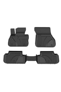 Set covorase BMW Seria 1 F40 din 2019-2024, covorase presuri tavita auto, cu tunel median intermediar din cauciuc thermoplastic, 4 Stickere auto cu BMW - Img 3