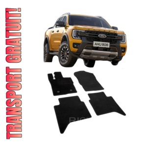 Set covorase mocheta Ford Ranger T6.2 / Ranger Raptor, 2023-prezent, din mocheta, compatibile cu autoturismul Ford Ranger T6.2 / Ranger Raptor