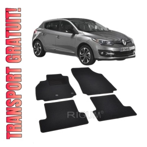 Set covorase mocheta Renault Megane 3 hatchback, 2008-2016, din mocheta, compatibile cu autoturismul Renault Megane 3 hatchback