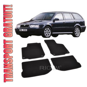 Set covorase mocheta Skoda Octavia 1 (1U) / Octavia Tour 1 (1U), 1997-2010 (cu sistem de fixare rotund), din mocheta, compatibile cu autoturismul Skoda Octavia 1 (1U) / Octavia Tour 1 (1U)