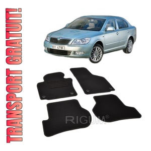 Set covorase mocheta Skoda Octavia 2 (1Z) / Octavia Tour 2 (1Z), 2004-2013 (sistem fixare oval), din mocheta, compatibile cu autoturismul Skoda Octavia 2 (1Z) / Octavia Tour 2 (1Z)