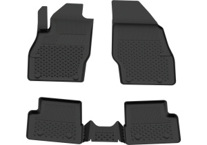 Set covorase Opel Corsa E din 2014 - 2019, covorase presuri tavita auto, cu tunel median intermediar din cauciuc thermoplastic, 4 Stickere auto cu Opel - Img 3