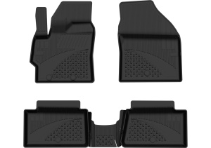Set covorase Toyota Yaris din 2020, covorase presuri tavita auto, cu tunel median intermediar din cauciuc thermoplastic, 4 Stickere auto cu Toyota - Img 3
