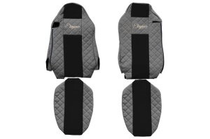 Set Huse Scaune Camion Tir MAN ACTROS MP4 / MP5 din 2011-2024, Auto, Model ELEGANCE Q, Culoare Gri, 4x Stickere auto cu MAN - Img 2