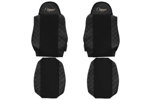 Set Huse Scaune Camion Tir MAN TGL I din 2004-2022, Auto, Model ELEGANCE Q, Culoare Negru, 4x Stickere auto cu MAN - Img 2