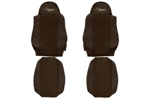 Set Huse Scaune Camion Tir MAN TGL I din 2004-2022, Auto, Model ELEGANCE Q, Culoare Maro, 4x Stickere auto cu MAN - Img 2