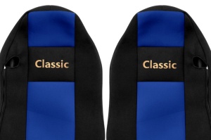 Set Huse Scaune Camion Tir MAN TGX I din 2006-2021, Auto, Model CLASSIC, Culoare Albastru, 4x Stickere auto cu MAN - Img 3