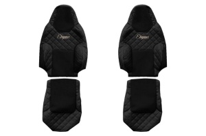 Set Huse Scaune Camion Tir MAN TGX II din 2020, Auto, Model ELEGANCE Q, Culoare Negru, 4x Stickere auto cu MAN - Img 2