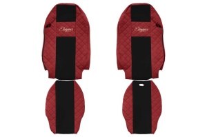 Set Huse Scaune Camion Tir MERCEDES-BENZ ACTROS MP2 / MP3 din 2002-2009, Auto, Model ELEGANCE Q, Culoare Rosu, 4x Stickere auto cu MERCEDES-BENZ - Img 2