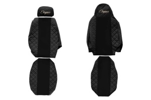 Set Huse Scaune Camion Tir SCANIA G II din 2017-2023, Auto, Model ELEGANCE Q, Culoare Negru, 4x Stickere auto cu SCANIA - Img 2