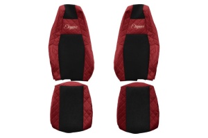 Set Huse Scaune Camion Tir SCANIA L din 2017-2023, Auto, Model ELEGANCE Q, Culoare Rosu, 4x Stickere auto cu SCANIA - Img 2