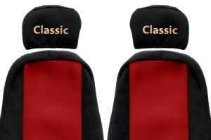 Set Huse Scaune Camion Tir VOLVO FM10 din 1999-2001, Auto, Model CLASSIC, Culoare Rosu, 4x Stickere auto cu VOLVO - Img 3