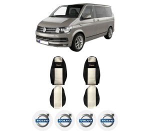 Set Huse Scaune Camion Tir VOLVO TRANSPORTER T5 Bus (7HB, 7HJ, 7EB, 7EJ) din 2003-2015, Auto, Model CLASSIC, Culoare Sampanie, 4x Stickere auto cu VOLVO