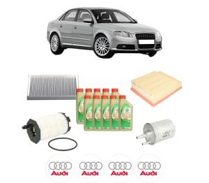 Set Pachet filtre revizie Bosch, 10 litrii ulei Castrol 5W30 AUDI A4 B7 (8EC) RS4 quattro din 2005-2008, 4x Stickere auto cu AUDI - Img 2