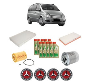 Set Pachet filtre revizie Bosch, 10 litrii ulei Castrol 5W40 MERCEDES-BENZ VIANO (W639) CDI 3.0 (639.811, 639.813, 639.815) din 2010, 4x Stickere auto cu MERCEDES-BENZ - Img 2