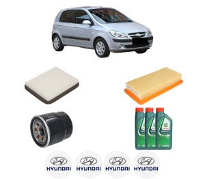 Set Pachet filtre revizie Bosch, 3 litrii ulei Castrol 10W40 HYUNDAI GETZ (TB) 1.1 din 2005-2009, 4x Stickere auto cu HYUNDAI - Img 2