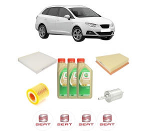 Set Pachet filtre revizie Bosch, 3 litrii ulei Castrol 5W30 SEAT IBIZA IV ST (6J8, 6P8) 1.2 din 2010-2015, 4x Stickere auto cu SEAT - Img 2