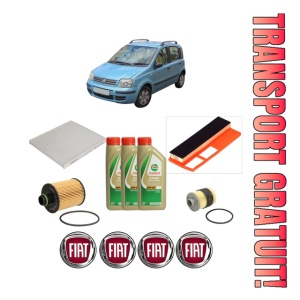Set Pachet filtre revizie Bosch, 3 litrii ulei Castrol 5W40 FIAT PANDA Hatchback Van (169_) 1.3 D Multijet din 2006, 4x Stickere auto cu FIAT