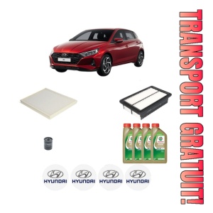 Set Pachet filtre revizie Bosch, 4 litrii ulei Castrol 0W20 HYUNDAI i20 III (BC3, BI3) 1.2 din 2020, 4x Stickere auto cu HYUNDAI