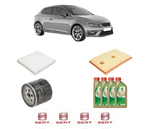Set Pachet filtre revizie Bosch, 4 litrii ulei Castrol 0W20 SEAT LEON SC (5F5) 1.4 TSI din 2014-2018, 4x Stickere auto cu SEAT - Img 2