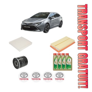 Set Pachet filtre revizie Bosch, 4 litrii ulei Castrol 0W20 TOYOTA COROLLA Estate (_E21_) 1.2 (NRE210) din 2019, 4x Stickere auto cu TOYOTA