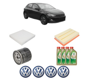 Set Pachet filtre revizie Bosch, 4 litrii ulei Castrol 0W20 Volkswagen POLO VI (AW1, BZ1, AE1) 1.0 TSI din 2017, 4x Stickere auto cu Volkswagen - Img 2