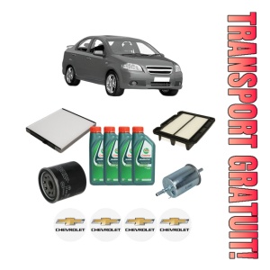 Set Pachet filtre revizie Bosch, 4 litrii ulei Castrol 10W40 CHEVROLET AVEO / KALOS Hatchback (T250, T255) 1.2 LPG din 2008-2011, 4x Stickere auto cu CHEVROLET