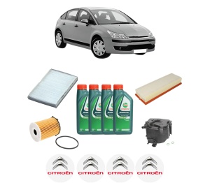 Set Pachet filtre revizie Bosch, 4 litrii ulei Castrol 10W40 CITROEN C4 I (LC_) 1.6 HDi din 2004-2011, 4x Stickere auto cu CITROEN - Img 2
