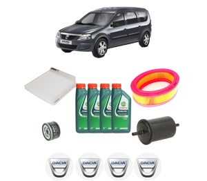 Set Pachet filtre revizie Bosch, 4 litrii ulei Castrol 10W40 DACIA LOGAN MCV (KS_) 1.6 MPI 85 din 2010, 4x Stickere auto cu DACIA - Img 2