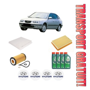 Set Pachet filtre revizie Bosch, 4 litrii ulei Castrol 10W40 HYUNDAI ELANTRA III (XD) 1.8 din 2000-2006, 4x Stickere auto cu HYUNDAI
