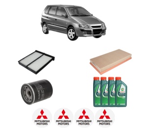 Set Pachet filtre revizie Bosch, 4 litrii ulei Castrol 10W40 MITSUBISHI SPACE STAR MPV (DG_A) 1.6 16V (DG3A) din 2001-2004, 4x Stickere auto cu MITSUBISHI - Img 2