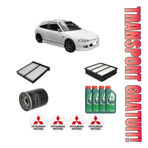 Set Pachet filtre revizie Bosch, 4 litrii ulei Castrol 10W40 MITSUBISHI COLT V (CJ_, CP_) 1600 (CJ4A) din 2000-2003, 4x Stickere auto cu MITSUBISHI