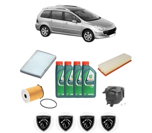 Set Pachet filtre revizie Bosch, 4 litrii ulei Castrol 10W40 PEUGEOT 307 SW (3H) 1.6 HDI 90 din 2005-2008, 4x Stickere auto cu PEUGEOT - Img 2