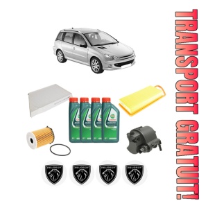 Set Pachet filtre revizie Bosch, 4 litrii ulei Castrol 10W40 PEUGEOT 206 SW (2E/K) 1.4 HDi din 2002-2007, 4x Stickere auto cu PEUGEOT