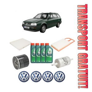 Set Pachet filtre revizie Bosch, 4 litrii ulei Castrol 10W40 Volkswagen POLO Van Estate Van (6V5) 1.4 din 2000-2001, 4x Stickere auto cu Volkswagen