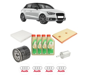 Set Pachet filtre revizie Bosch, 4 litrii ulei Castrol 5W30 AUDI A1 Sportback (8XA, 8XF) 1.4 TSI din 2014-2018, 4x Stickere auto cu AUDI - Img 2