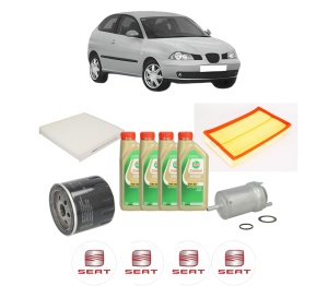 Set Pachet filtre revizie Bosch, 4 litrii ulei Castrol 5W30 SEAT IBIZA III (6L1) 1.6 din 2003-2009, 4x Stickere auto cu SEAT - Img 2
