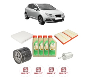 Set Pachet filtre revizie Bosch, 4 litrii ulei Castrol 5W30 SEAT IBIZA IV (6J5, 6P1) 1.0 TSI din 2015-2017, 4x Stickere auto cu SEAT - Img 2