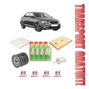 Set Pachet filtre revizie Bosch, 4 litrii ulei Castrol 5W30 SEAT TOLEDO IV (KG3) 1.2 TSI din 2015-2017, 4x Stickere auto cu SEAT