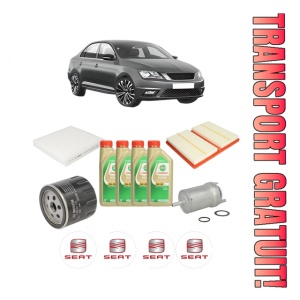Set Pachet filtre revizie Bosch, 4 litrii ulei Castrol 5W30 SEAT TOLEDO IV (KG3) 1.0 TSI din 2017-2019, 4x Stickere auto cu SEAT