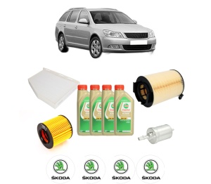 Set Pachet filtre revizie Bosch, 4 litrii ulei Castrol 5W30 SKODA Octavia II Combi (1Z5) 1.4 TSI din 2008-2013, 4x Stickere auto cu SKODA - Img 2