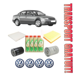 Set Pachet filtre revizie Bosch, 4 litrii ulei Castrol 5W30 Volkswagen PASSAT B5.5 (3B3) 1.8 T 20V din 2000-2005, 4x Stickere auto cu Volkswagen